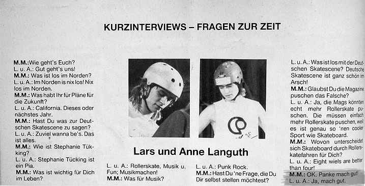 Interview Arne and Lars Languth<br> Monster Skateboard Magazin No. 5<br> 1987